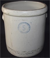 Antique Buckeye Pottery Co Stoneware 5 Gal Crock