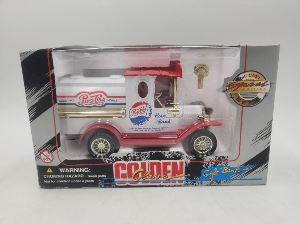 Golden Classic Pepsi Cola Delivery Truck Bank