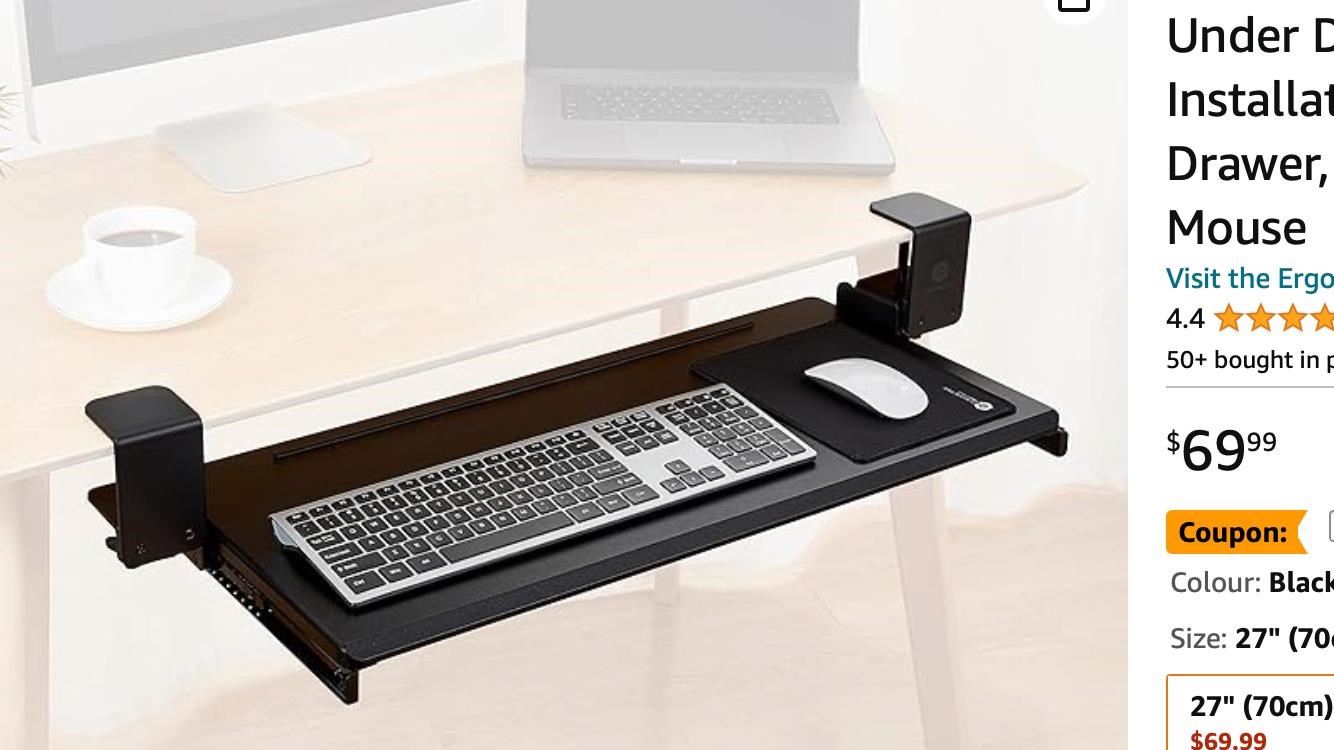 ErgoActive Extra Wide Keyboard Tray Under Desk