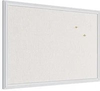 Linen Bulletin Board, 30"x20", White Wood Style