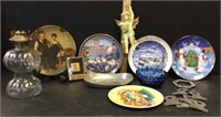 COLLECTOR PLATES, BLUE GLASS CANDY DISH & MORE