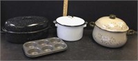 PORCELAIN AND ENAMEL COOKWARE & MUFFIN TIN
