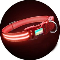 LED Dog Collar - Red - Small New