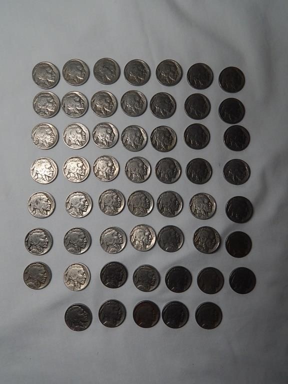 Lot of (54) Buffalo Nickels