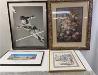 4 FRAMED PICTURES ONE IS A BILL MAUL