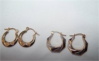 14k Gold Small Hoop Earrings 2pr 1.92g