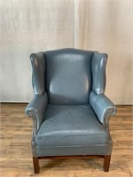 Fairfield Blue Leather Chair Small Scuffs