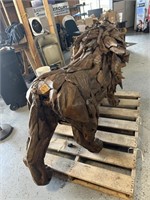 Large Hand Made Driftwood Lion Sculpture