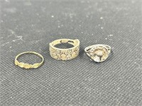 Sterling silver rings size 8 1/4, 5, & 6 1/4