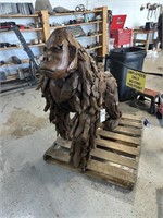 Large Hand Made Driftwood Gorilla Sculpture