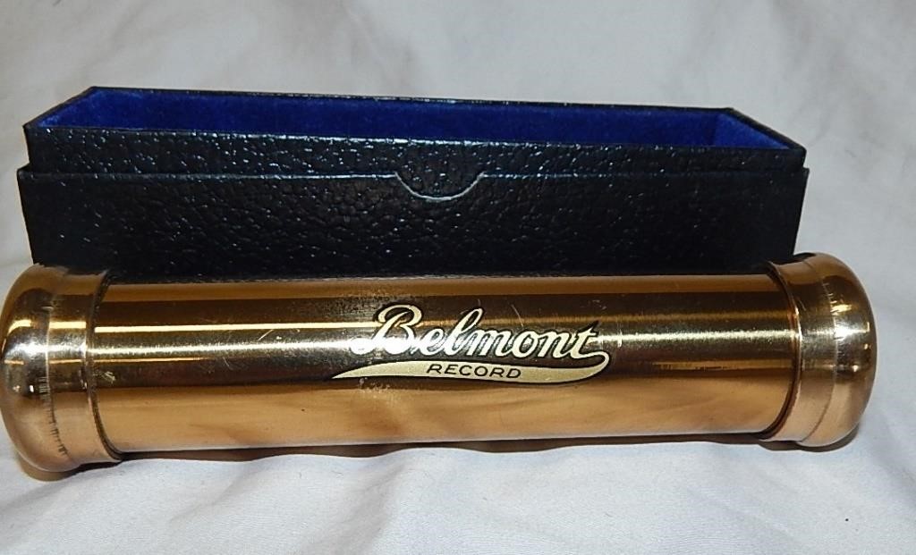 Antique Belmont Record Brass funeral memorial Tube