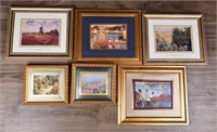 6 Printed Western Paintings in Hanging Frames