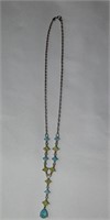 Sterling aquamarine & Peridot Necklace Italy 7.98g