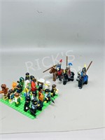 20 LEGO men & 3 Knights on horses