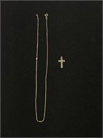 Sterling silver chain with cross pendant 17in