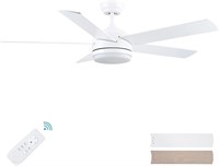 YUHAO 52 White Ceiling Fan w/ LED