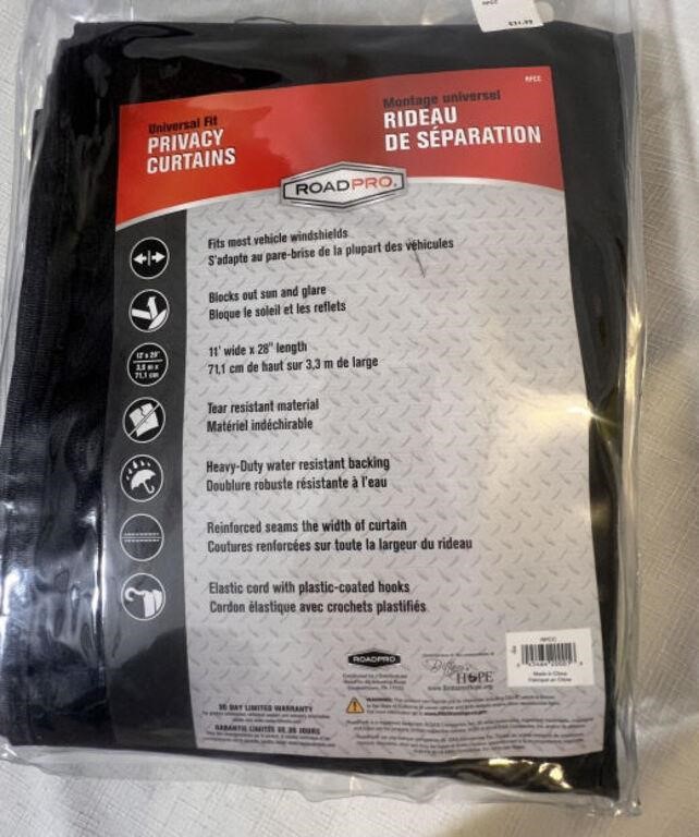 Privacy Curtains UNIVERSAL FIT 11’x28" BLK