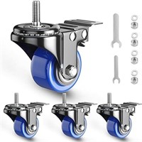 2 Inch Caster Wheels, Threaded Stem Casters Set of