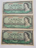3 -1954 Canadian Dollar Bills-FM3671010, PF7299753