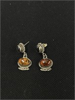 Sterling silver earrings with stones 8.8g