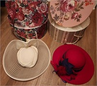 L - LOT OF WOMEN'S HATS & HAT BOX (M43)