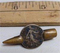 Trench Art Bullet Brootch 1912 France 50 Centimes