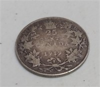 1919 Canada 25 Cents Quarter Coin