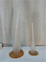 Pair Oggetti Czech Republic Frosted Glass Vases