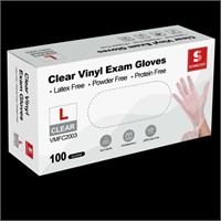 Size:(L) Clear Vinyl Exam Gloves