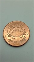 1 Ounce Copper Round "Cancer"