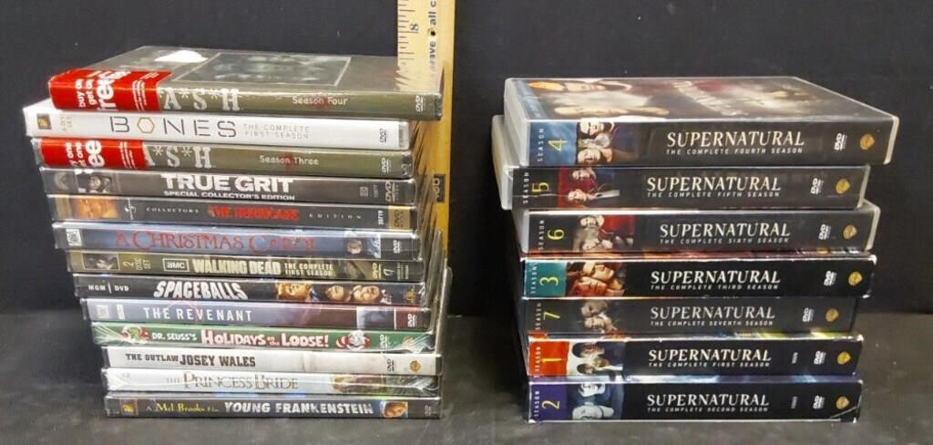 13 SEALED DVDS AND SUPER NATURAL  SEASONS