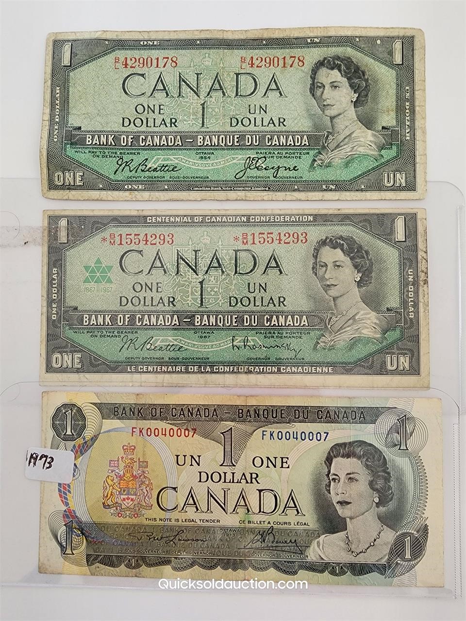1954, 67 & 73 Canadian Dollar Bills-Bl4290178,