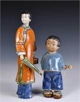 A Group of 2 Modern Pottery Statues w/Mks