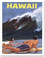 Travel Tourism Hawaii USA Surf Ocean Wave Art Prin