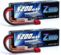 (2 Packs)Zeee 7.4V Lipo Battery 2S 50C 5200mAh Lip
