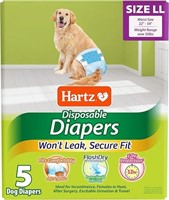 Size LL  5 count-Hartz Disposable Dog Diapers, Com