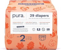 1 Pack of 29 Pura Size 2 Eco-Friendly Diapers (7-