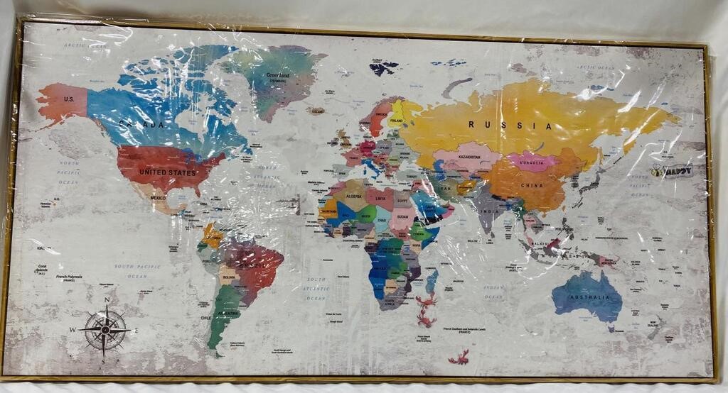 WORLD MAP CANVAS WALL ART 40L x 20W CENTIMETRES