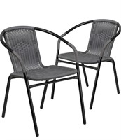 $90Retail- 2 Pack Rattan Patio Stacking