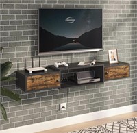 HOOBRO FLOATING TV STAND WITH POWER OUTLET BLACK