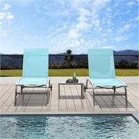 Patio Lounge Chairs Outdoor Set of 3, Aluminum