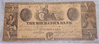 1883 ANTIQUE MECHANICS FIVE DOLLAR US BILL GEORGIA