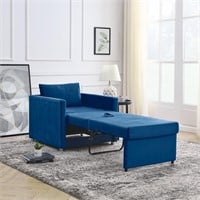 Blue 2-in-1 Convertible Sofa Bed  Velvet