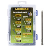 LIONMAX Pocket Hole Screws Assortment Kit 290PCS,
