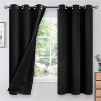 YoungsTex Black 100% Blackout Curtains 63 Inches