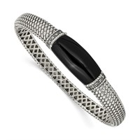 Sterling Silver Black Onyx Diamond Bracelet