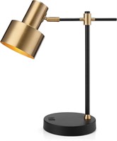 Industrial LED Bedside Lamp  Brass Gold/Black