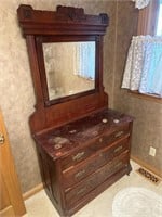 Antique Wooden Dresser with mirror 40” Wide, 72”