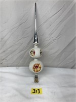 Vintage Christmas Glass Tree Topper Silver