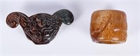 A Jade Carved Ring & A Beast Mask Shape Ornament